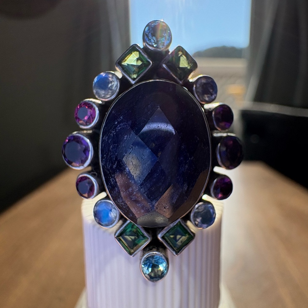 Nicky Butler Lapis Lazuli, Moonstone, Green Quartz, & Amethyst Ring